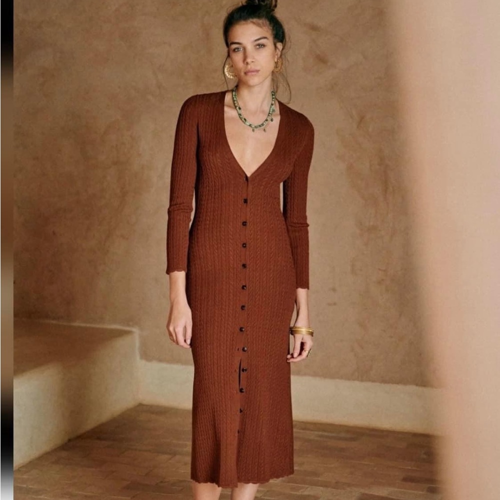 Sezane Charlie dress size S brown/ hazelnut